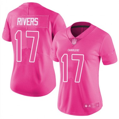 Los Angeles Chargers NFL Football Philip Rivers Pink Jersey Women Limited  #17 Rush Fashion->los angeles chargers->NFL Jersey